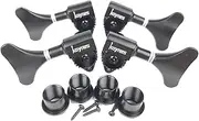 KAYNES 1:24 Ratio Electric Bass Guitar Machine Heads Tuners Guitar Tuning Key Pegs Open Gear Replacement for Jazz Precision (2R + 2L, Black)