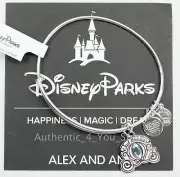 New Disney Alex and Ani Just Married Pumpkin Carriage Silver Bangle Bracelet