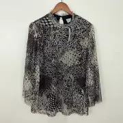 Chico’s Cheetah And Snake Print Sheer Sleeves Mesh Top XL