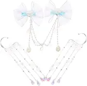 [ELAYARD] 1set Mermaid Hair Accessories for Boy Girl Elegant Tassel Bow Hair Clips Chain Charming Mermaid Theme Forehead Jewelry for Girls Party Decorations