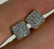 Certified Round Cut Lab Grown Diamond Box Earring In 10k Real Yellow Gold