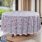 Ridhi Moss Green Cotton Round 110 Tablecloth Hand Block Print Washable Reusab