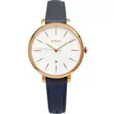 在飛比找遠傳friDay購物優惠-FOSSIL ES4630 手錶 玫瑰金 白面 日期 深藍色
