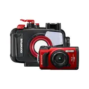 OM System Tough TG-7 Digital Camera (Red) with PT-059 Underwater Housing
