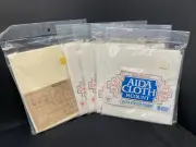 Vintage Lot 5 Cross Stitch Fabric Aida 14 Count 12" X 18" Super Value