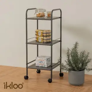 【ikloo】移動式三層收納架(窄)-2色可選