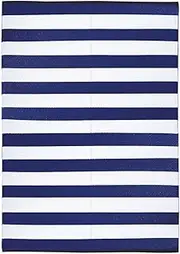 Green Decore Beach Premium Grade Stain Proof Reversible Plastic Outdoor Rug (180 X 270 cm, Classic Blue/White)