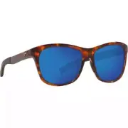 Costa Vela Shiny Tortoise Frame Sunglasses w/ Blue Mirror 580P Lens VLA-10-OBMP