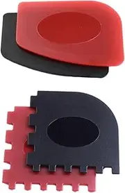 4Pcs Pan Scrubbers Toothed Flat Scrapers for Cast Grill Cleaning Tools Durable Plastic Cookware Maintenance Essential Kitchen Helpers Black Red