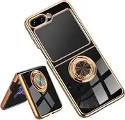 [SEAHAI] Case for Samsung Galaxy Z Flip 6 5G (Z Flip6 5G), Electroplating Phnom Penh Design Ultra Thin Shiny Soft Silicone TPU Shockproof Mobile Phone Case Cover Protective Case with 360 Degree Ring