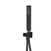 Square Brass Hand Shower Bath Set with Bracket - Matte Black