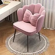 Velvet Office Chair Makeup Girls Stool with Backrest Soft Cushioned Pad Comfy Mid Century Petal Chair for Women Girls Bedroom