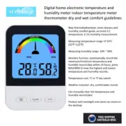 Indoor Digital Thermometer, Hygrometer, LCD Humidity Meter, CE Marking - White