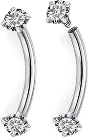 [Jenxnjsjo] F136 Titanium 16g 6/8/10mm Curved Barbell Eyebrow Rook Snug Daith Earrings Vertical Labret Lip Snake Bite Frog Eyes Tongue Rings Vch Hood Piercing Jewelry for Women