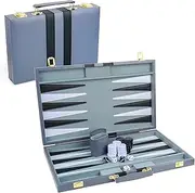 RERIVER Backgammon Set 2 Players Classic Backgammon Sets for Adults Board Game with Premium Leather Case Portable and Travel Backgammon Set (Grey, 18inch)