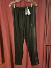 Adidas Tapered Track Pants Unisex Small Black On Black Three Stripe NWT