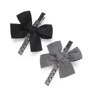 INC International Concepts I.N.C. Silver-Tone 2-Pc. Set Crystal & Bow Hair Clips