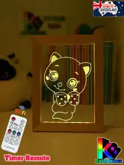 CARTOON CAT BOWTIE PERSONALISED USB 3D LED Night Light 7 Colour Change Room Lamp