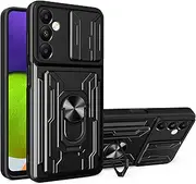 Compatible with Samsung Galaxy A54 5G Case,Slide Lens Shockproof Case Compatible with Samsung Galaxy A54 5G SM-A546V Card Holder Slot Ring Kickstand 2 in 1 Phone Case Cover HEI