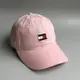 美國百分百【Tommy Hilfiger】帽子 TH 棒球帽 遮陽帽 鴨舌帽 老帽 經典 大LOGO 粉紅色 G860