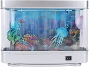 Fake Fish Tank with Moving Fish, USB 5V Plug in Fake Aquarium Decorative Lamp, Sensory Experience, LED White Light Fake Fish Tank Mini Aquarium Fun Gift for Kids and Adults