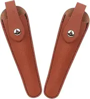 HAKIDZEL 2pcs Leather Scissor Pouch for Hairdressers Durable Practical Haircut Scissor Bag Compact Portable Tool Storage for Salon and Home Use Fine Stitching Design