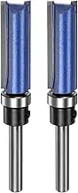 HARFINGTON 2pcs Pattern Flush Trim Router Bit 0.24" Shank 1-1/2" Cutting Length 1/2" Cutting Dia with Top Bearings Straight Precise Cutting Woodworking Milling Cutter Tool for Edge Trimming