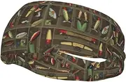 [WURTON] Fishing Lure Style Print Sports Sweatband - Multi-Functional Sport Headbands Kids, Men, Women Running, Yoga