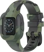 Compatible with Garmin Vivofit Jr. 3 wristband, soft silicone adjustable watch strap, sweat-resistant sports band with kids' camouflage pattern fitness tracker