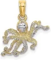 [JewelryWeb] 13.8mm With Rhodium 2 d and Textured Octopus Charm
