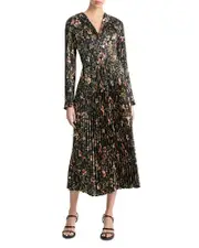 Vince Orchid Vine Pleated Dress