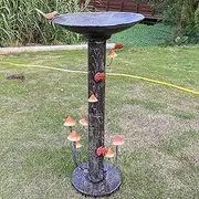 38" H×18" W Large Bird Baths for Outdoors,Cylindrical Base Metal Bird Bath,Vintage Bird Bath Bowl, Bird Feeder Seed Tray Garden Lawn Yard Decor