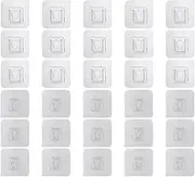 30 Pairs Double Sided Adhesive Wall Hooks, Amaezorx Clear Double-Sided Adhesive Wall Hooks, Double Sided Adhesive Hooks, Waterproof Sticky Hooks for Kitchen, Bathroom, Office