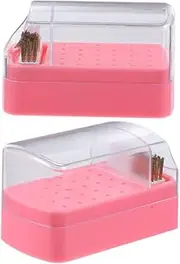 EXQUIMEUBLE Nail Drill Bits Storage Box 30 Holes Organizer Carbide Drill Bits Container Manicure Set for Home Salon