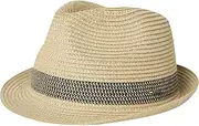 [Comhats] Men's Trilby Straw Hat for Summer, Sun Protection, Foldable Panama Hat S-3XL, Fedora for Beach, Festival, Rollable & Stylish, 54-66 cm, 16010_ Beige-Black, 3X-Large