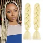 Long Hair Wig Colorful Gradient Color Braid Blonde Ponytail Extensions for Women