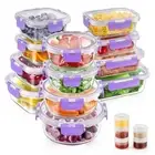 34pcs Glass Food Storage Containers with Lids Set, Airtight Glass Meal Prep C...