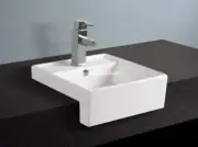 Semi Recessed Ceramic Basin Cube Design Sml 410w x 410d mm with Overflow NEW