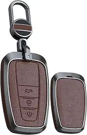 TECART Smart Key Case Key Keychain fit for Toyota Land Cruiser Prado LC Prado Camry V70 CHR Prius Corolla RAV4 Metal Key Fob Case Keyring Accessories Keychian Key Shell 3 Buttons D Brown