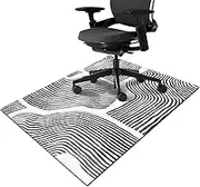 Office Chair Mat for Hardwood & Tile Floor 36"x48",Modern Boho Abstract Black Computer Chair Mat for Rolling Chairs Carpet,Low-Pile Rubber Backing Under Desk Non Slip Gaming Rug Large Protector Mat