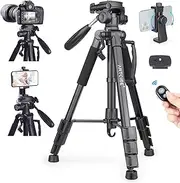 ARTCISE Camera Tripod for Camera, 159 cm Smartphone Tripod Stand with Phone Holder Mount、Bluetooth Wireless Remote and 2 Quick Release Plates Support Canon,Sony,Nikon,DSLR Camera, Cellphone, etc