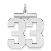 Sterling Silver Silver/Rhodium-Plated Polished Number 33 Charm