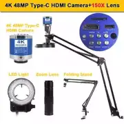 1-150X Zoom Lens Soldering Microscopio HD 4K 48MP 1080P Industrial Camera