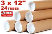 3 x 12" Kraft Tubes Poster Document Graphics Mailing Shipping Packing Tube 24pcs