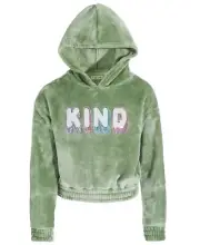 Colette Lilly Cozy Sequined Pullover Hoodie Big Girls L 14/16 Hedge Green L/S