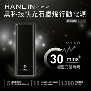 【領券折100】強強滾p-HANLIN- SMC1W 黑科技 30分快充石墨烯行動電源 筆電供電器可充