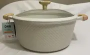 D&W Deane & White 10.3qt Premium Shiny White Weave Casserole Pot W/Lid 12.5” NEW