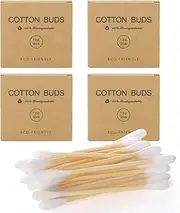 400 Count Bamboo Cotton Swabs, Bamboo Sticks Cotton Swabs for Ears, Double Tips Cotton Buds Suitable for Makeup and Cleaning