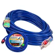 12 Awg Heavy Duty Lighted 3 Outlet 12 gauge Extension Cord 100 ft 12 3 Outdoor