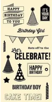 HAMPTON ARTJillibean Clear Stamps BIRTHDAY CAKE TIME Let's Celebrate